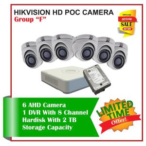6 Hikvision HD POC CCTV Camera-Package F