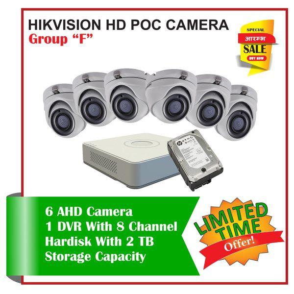 6 Hikvision HD POC CCTV Camera-Package F