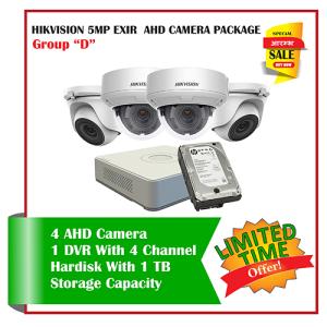 4 Hikvision 5MP Exir AHD CCTV Camera-Package D