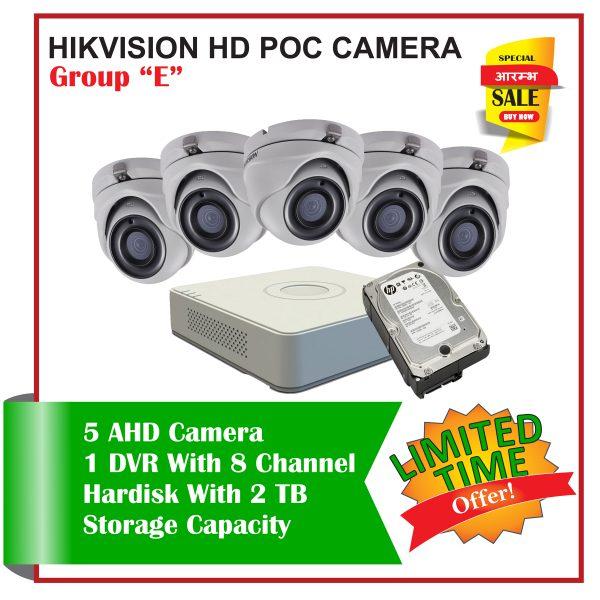 5 Hikvision HD POC CCTV Camera-Package Set "E"