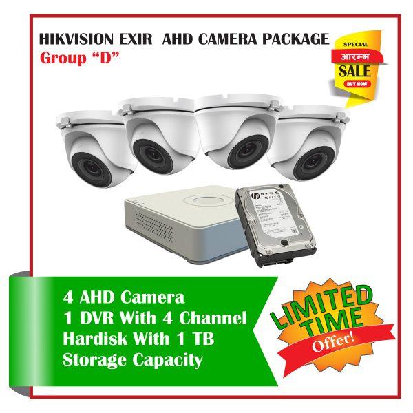 4 Hikvision Exix AHD CCTV Camera-Package D