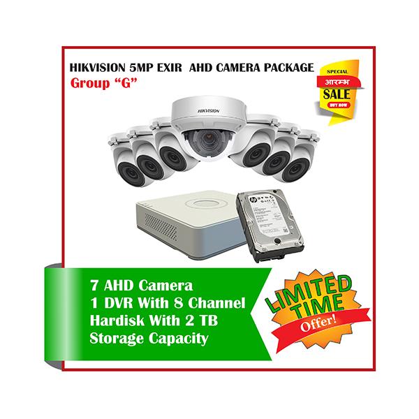 7 Hikvision 5MP Exir AHD CCTV Camera-Package G