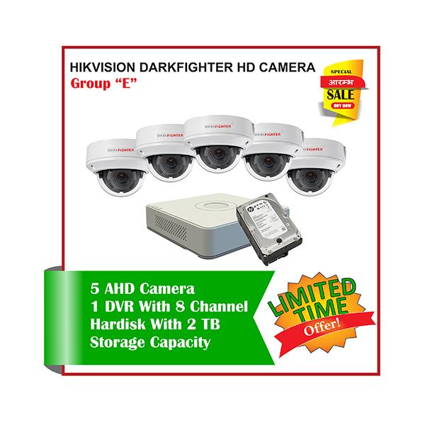 5 Hikvision HD Darkfighter CCTV Camera-Package E
