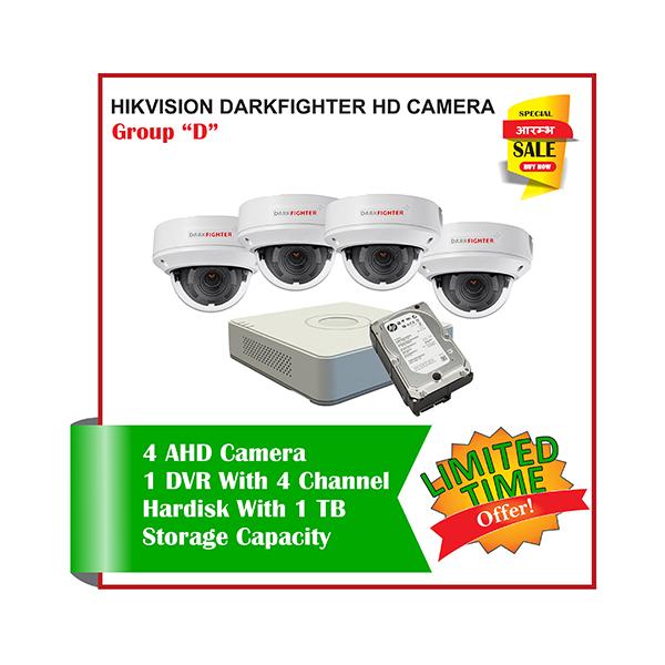 4 Hikvision HD Darkfighter CCTV Camera-Package D