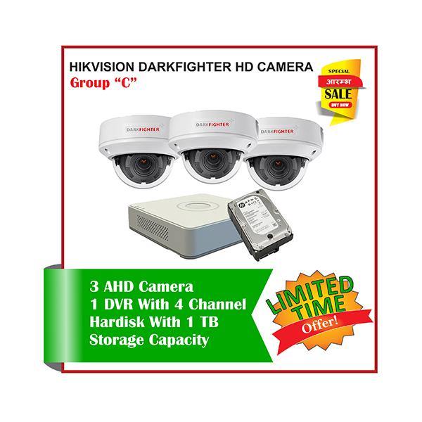 3 Hikvision HD Darkfighter CCTV Camera-Package C