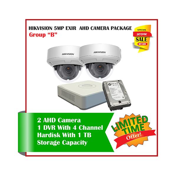 2 Hikvision 5MP Exir AHD CCTV Camera-Package B