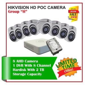 8 Hikvision HD POC CCTV Camera-Package H
