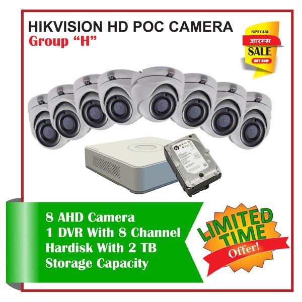 8 Hikvision HD POC CCTV Camera-Package H