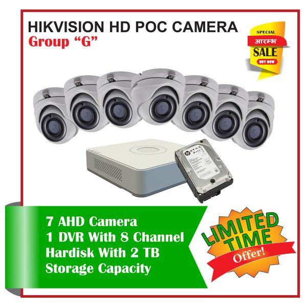 7 Hikvision HD POC CCTV Camera-Package G