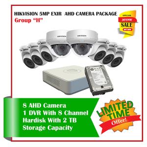 8 Hikvision 5MP Exir AHD CCTV Camera-Package H