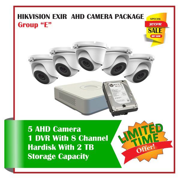 5 Hikvision Exir AHD CCTV Camera-Package E