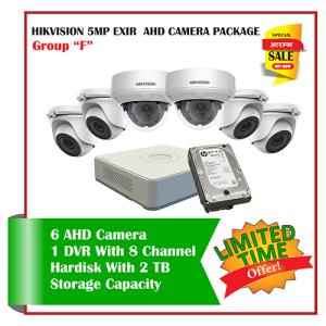 6 Hikvision 5MP Exir AHD CCTV Camera-Package F