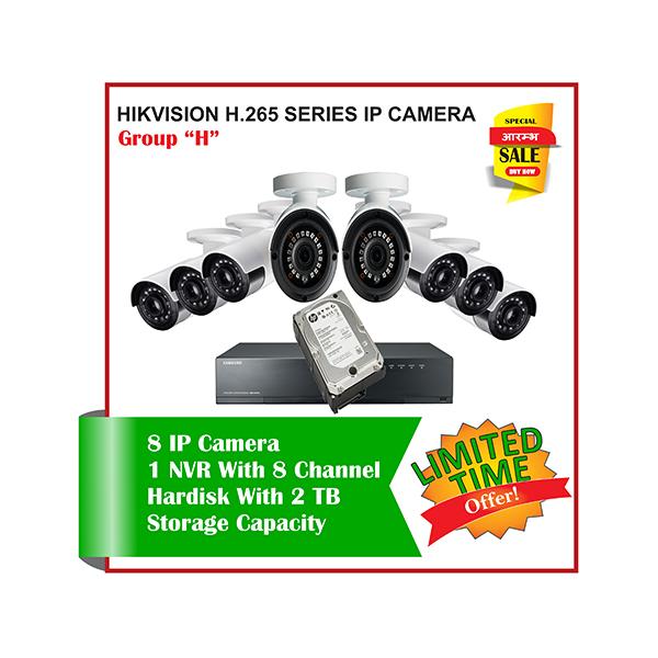 8 Hikvision H.265 series Camera Set -Package H