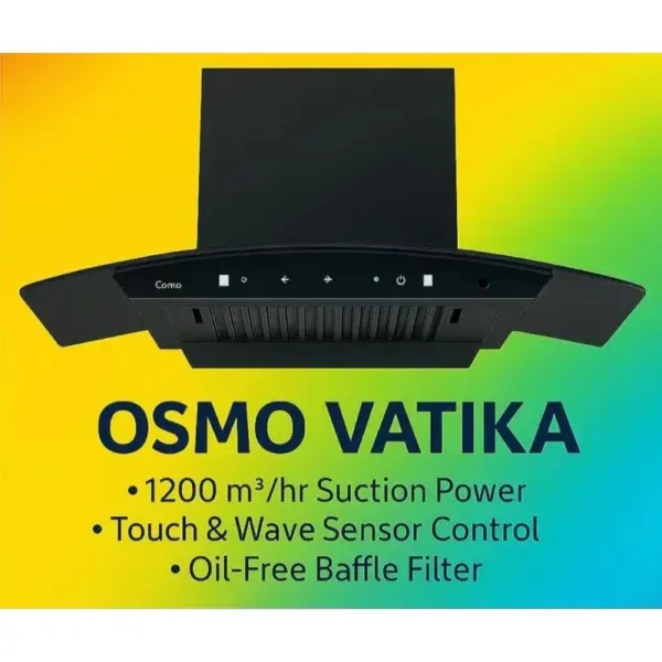 Osmo Vatika Chimney 90cm Black Finishing Baffle Filter
