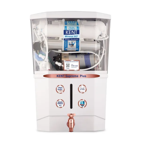 KENT Supreme Plus RO Water Purifier uses multiple purification of RO+UV+UF+Alkaline+Copper+TDS