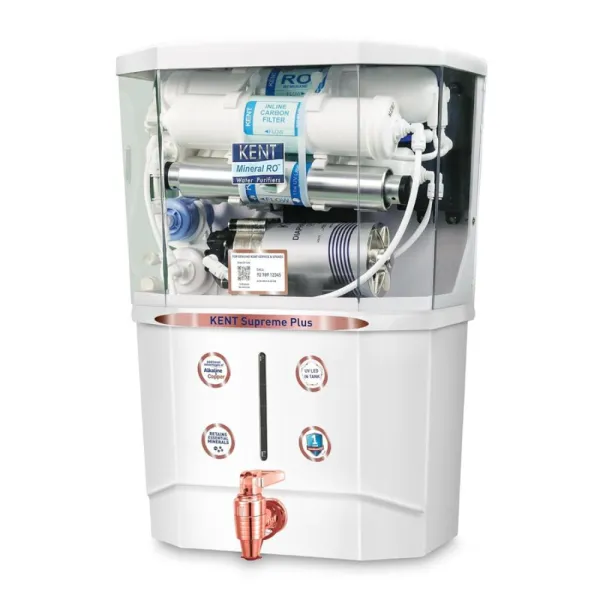 KENT Supreme Plus RO Water Purifier uses multiple purification of RO+UV+UF+Alkaline+Copper+TDS